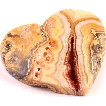 Přírodní kámen Kabošon srdce Crazy Lace Achát č.8056 (38x42x9mm)