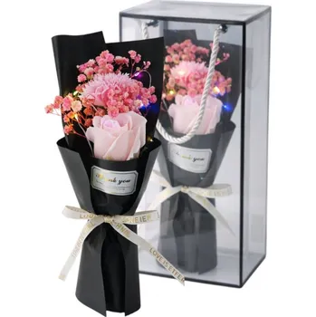 Koupelová kosmetika Flamenco Mystique Kytice vonných mýdlových květin v krabičce, růže jako dárek, LED svítící BUK08