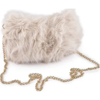 Kabelka Kožešinová kabelka s kovovým řetízkem 24x19 cm, velké, 2 béžová světlá
