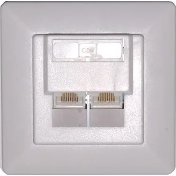 Síťový konektor XtendLan Zásuvka 2x RJ-45, Cat5e, nestíněná pod omítku, šikmý vývod