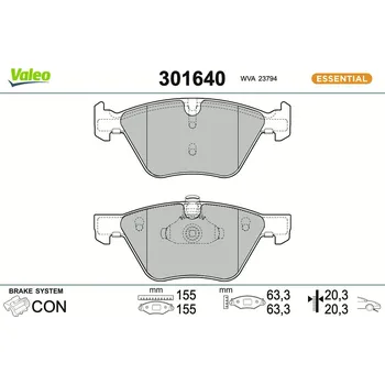 Brzdová destička Sada brzdových destiček, kotoučová brzda VALEO 301640