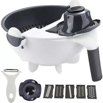 Kráječ zeleniny Sada škrabky a rotační kráječ na zeleninu s miskou a cedníkem