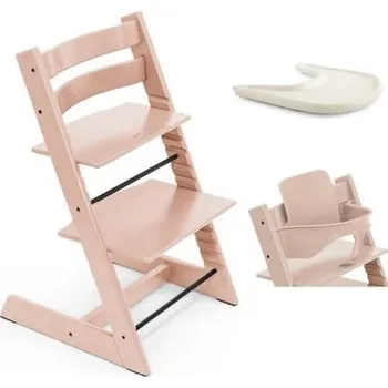 Jídelní židlička Stokke Tripp Trapp Set Židlička + Baby set + Pultík - Serene Pink/Vanilla White