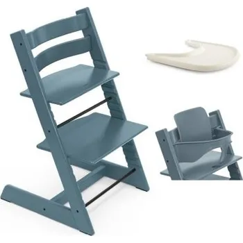 Jídelní židlička Stokke Tripp Trapp Set Židlička + Baby set + Pultík - Fjord Blue/Vanilla White