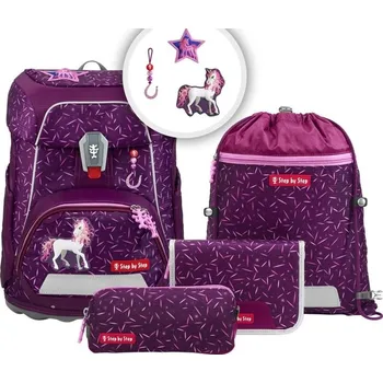 Školní batoh Školní aktovka Step by Step FIT, Pretty Unicorn Nuala - 5 dílný set, AGR certifikát