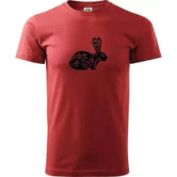 Pánské tričko Zajíc květy - Klasické pánské triko vyšší gramáže - 4XL ( Bordó )