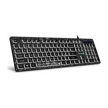 Počítač CONNECT IT DOODLE kancelářská drátová bíle podsvícená USB klávesnice, CZ + SK verze, černá