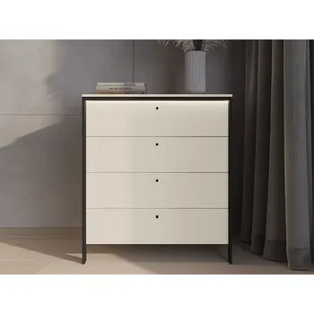 Komoda Zásuvková komoda REDMOND - písková béžová / černá + LED osvětlení ZDARMA