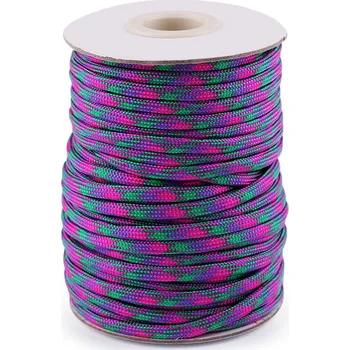 Příze Padáková šňůra Ø4 mm, barva 12 fialovorůžová zelená