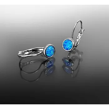Šperk Jemné elegantní náušnice z chirurgické oceli s modrým opálem č. 1646
