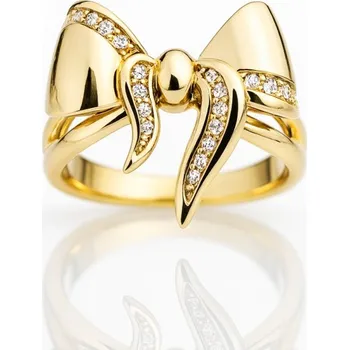 Prsten Flamenco Mystique Prsten z chirurgické oceli pokovený 14karátovým zlatem, mašle PST984, velikost prstenu: US6 EU11 Velikost prstenu: US8 EU17