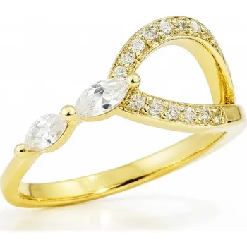 Prsten Flamenco Mystique Prsten z chirurgické oceli pokovený 14karátovým zlatem PST980, velikost prstenu: US7 EU14 Velikost prstenu: US6 EU11