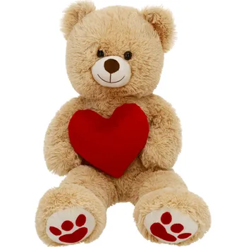 plyšák Plyšové zvířátko 80 cm medvídek béžová červená
