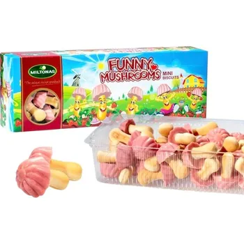 Jemné sušenky Houbičky s jahodovou příchutí 170g Miltonas