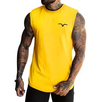 Pánské tílko Pánské tílko jednobarevné s kulatým výstřihem O Potisk letícího ptáka Polyester Lehký letní top na sport volný čas žlutá XS