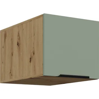 Kuchyňská skříňka Horní skříňka s výklopnými dvířky LUNARA - šířka 40 cm, zelená / dub artisan