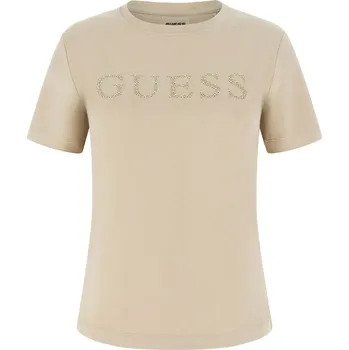 Dámské tričko Dámské Tričko s krátkým rukávem GUESS OCTAVIA RN SS T-SHIRT V6RI20J1314-G1BW – Béžová L