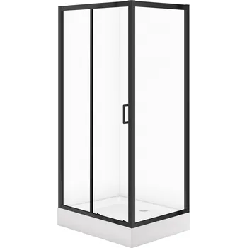 Sprchový set CERSANIT ARTECO Obdélníková sprchová sprchová sada 100x80x190 černá s vaničkou TAKO 100x16 S913-028