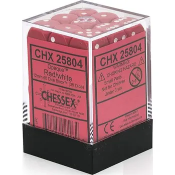 Příslušenství k deskovým hrám Sada kostek Chessex Red w/White 12mm D6 Dice Blocks (25804) - 36ks