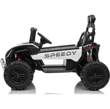 Dětské elektrovozidlo Elektrické auto Beneo T-REX Ride 4x4 dvoumístné 24V, bílé, MP3 přehrávač se vstupem USB/AUX, pohon 4x4, lithiová baterie, odpružení, dálkové ovládání, LED světla