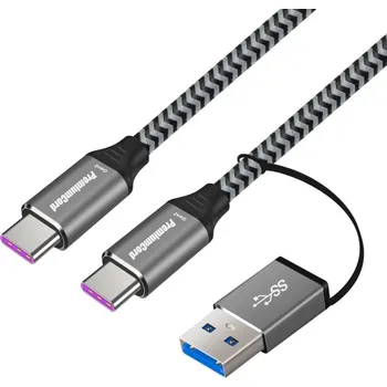 Datový kabel PremiumCord kabel USB-C (USB 3.2 GEN 2, 5A, 100W, 20Gbit/s) bavlněný oplet, 2m KU31CQ2