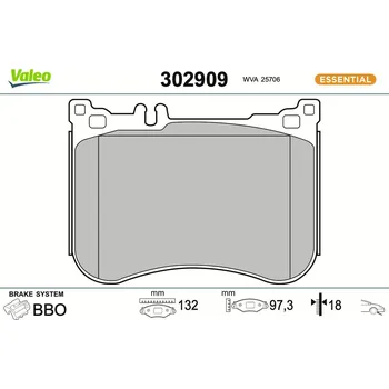 Brzdová destička Sada brzdových destiček, kotoučová brzda VALEO 302909