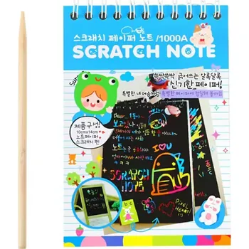 Blok Tear‑off duhové vyškrabávací blok A6 s dřevěným rydlem