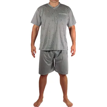 Pánské pyžamo Slavomír krátké pyžamo bavlna XXL světle šedá