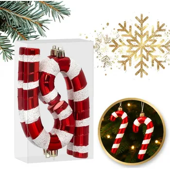 Vánoční ozdoba Flamenco Mystique Vánoční ozdoba na stromeček 4 ks červenobílé lízátko 7 x 14 cm BSN73