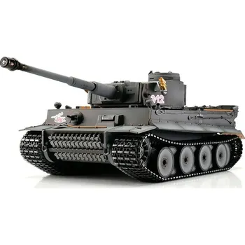 RC model tanku TORRO tank PRO 1/16 RC Tiger I dřívější verze šedá kamufláž - BB - kouř z hlavně