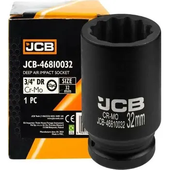 Gola hlavice JCB NÁRAZOVÁ HLAVA HLOUBKÁ 3/4" Cr-Mo 12-hranná 32mm