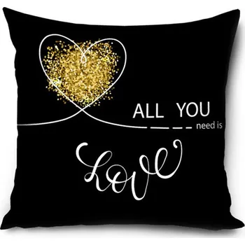 Polštář Černý romantický polštář pro zamilované