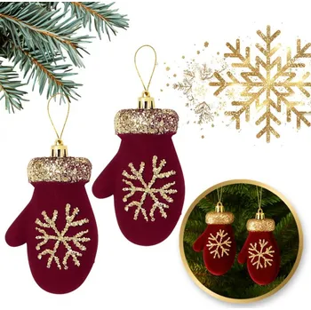 Vánoční ozdoba Flamenco Mystique Vánoční dekorace, vínové sametové rukavice, 2 ks. WOZ60