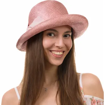 Klobouk SEEBERGER Růžový slavnostní letní klobouk s jemnou krempou Velikost: Unisize (S-XL)