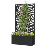 Venkovní kovový záhon s mříží pro popínavé rostliny 61 x 23 x 113 cm | černý