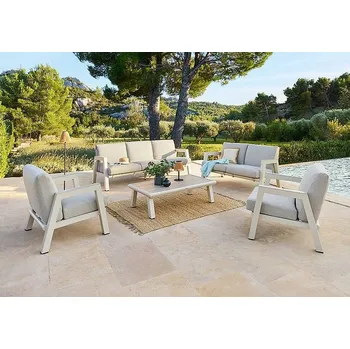 Zahradní sestava DEOKORK Hliníková sestava HELIOS pro 7 osob (ivory)