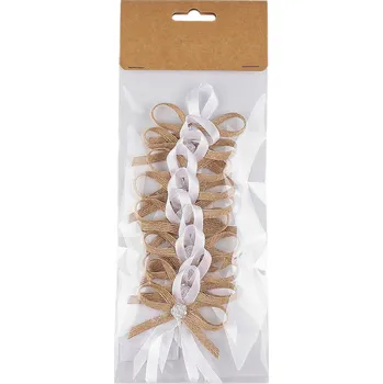 Svatební jutová mašlička / vonička, barva 1 režná přírodní bílá