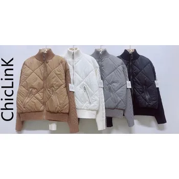 Dámský kabát Stylová bunda kombinovaná CL0822 barva: bílá, velikost: L/XL