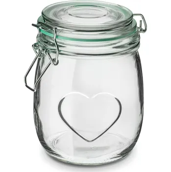 Zavařovací sklenice TADAR HEART Skleněná nádoba na týden s víčkem 0,8 l