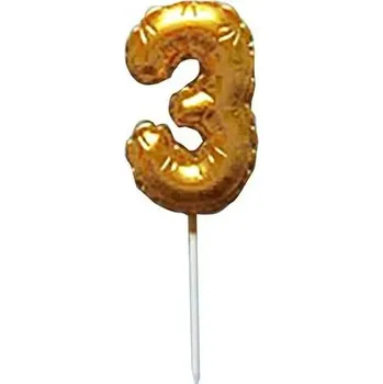 Balónek Dortová svíčka číslice "3" TORO zapichovací balónek 6cm