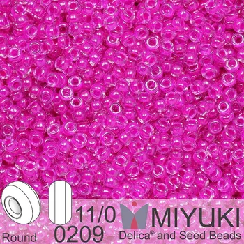 Korálek Korálky Miyuki Round 11/0. Barva 0209 Fuchsia Lined Crystal. Balení 5g.