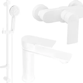 Sprchový set MEXEN - Royo DF40 Set umyvadlové a sprchové baterie s příslušenstvím, bílá 72204DF40-20