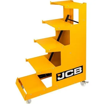 Dílenský regál JCB Stojan REGÁL výstavní MOBILNÍ 5 POLIC do 300 kg 135x100x40 cm 4 kolečka