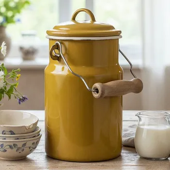 Konvička na mléko Mlékovar, smaltovaný OLKUSKIE WYROBY EMALIOWANE 1 l OWE Yellow