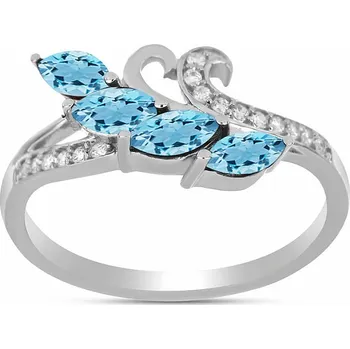 Prsten Prsten stříbrný s Blue Sky topazem a zirkony Ag 925 026347 BT 57 mm (US 8), 3 g