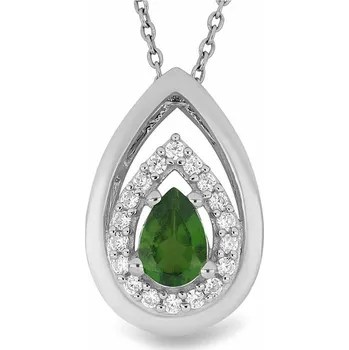 Přívěsek Přívěsek stříbrný s broušeným chromdiopsidem a zirkony Ag 925 026951 DIO 1,6 cm, 1,3 g