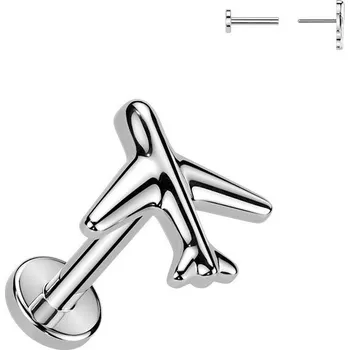 Piercing Šperky4U Piercing do brady letadlo - PUSH IN labreta TITAN - TIT1626