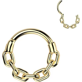 Šperk Šperky4U Zlacený celový piercing - segment kruh řetěz - SG138-1210