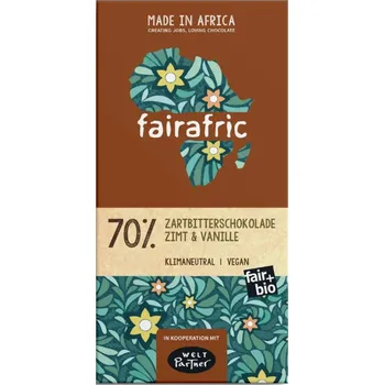 Čokoláda fairafric bio hořká čokoláda 70% se skořicí a vanilkou, 80 g