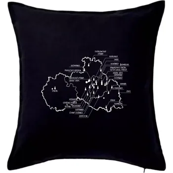 Polštář Mapa rozhleden - Liberecký kraj - Polštář 50x50 - 50x50 - Pouze potah ( Černá )